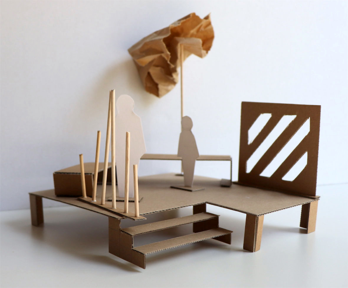 Übung für ein Podest mit Sitzmöglichkeiten und Raumtrennung - Laura Seekamp